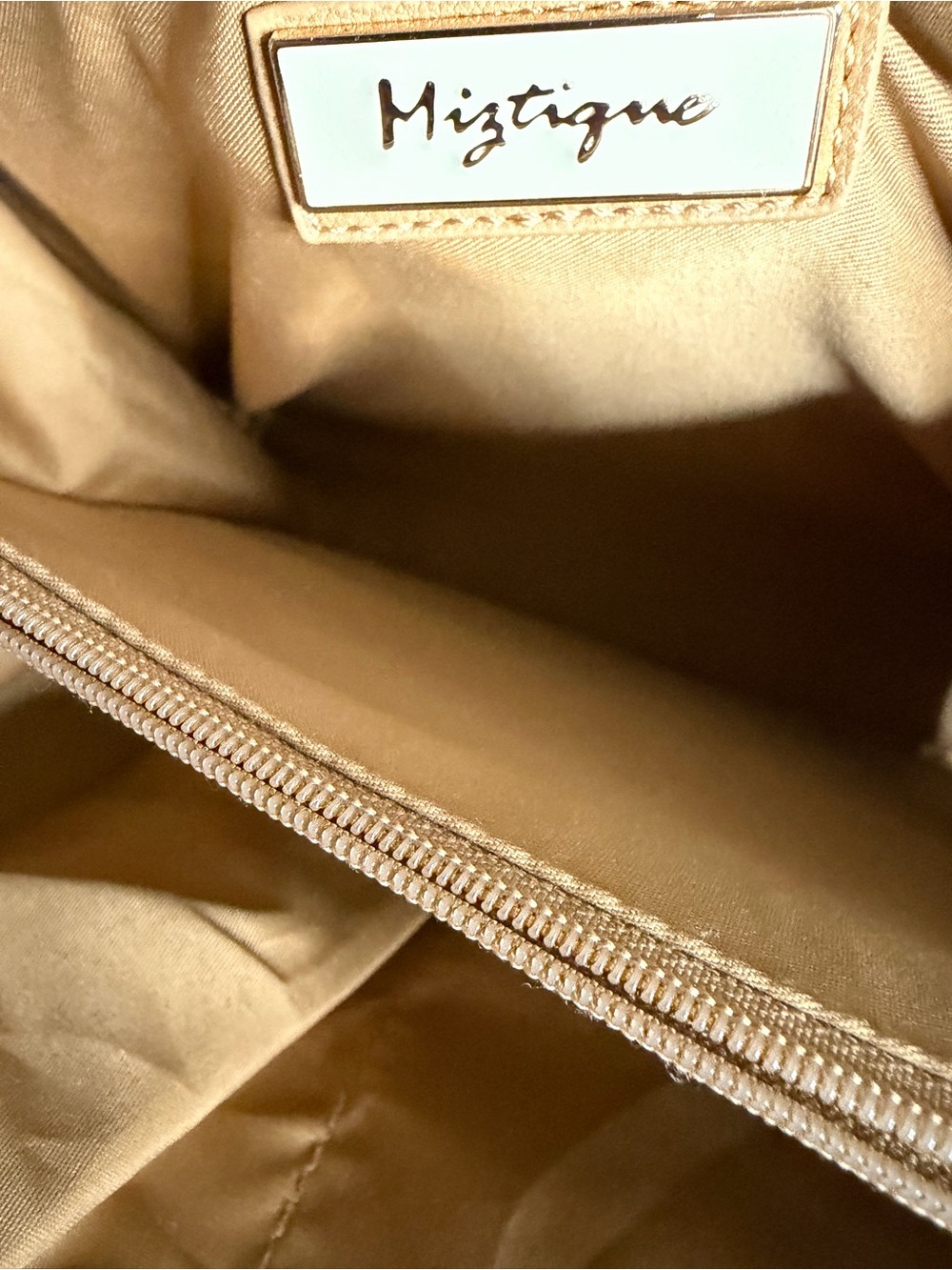 Miztique Beige/Tan Shoulder Bag with Zip Pocket